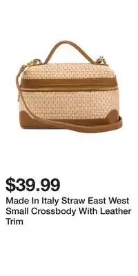 TJ Maxx Made In Italy Straw East West Small Crossbody With Leather Trim offer