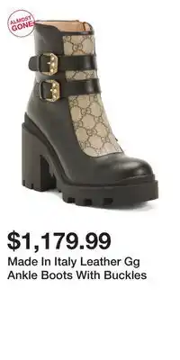 TJ Maxx Made In Italy Leather Gg Ankle Boots With Buckles offer