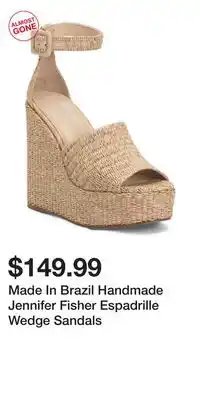 TJ Maxx Made In Brazil Handmade Jennifer Fisher Espadrille Wedge Sandals offer