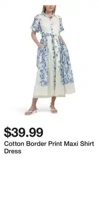 TJ Maxx Cotton Border Print Maxi Shirt Dress offer