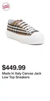 TJ Maxx Made In Italy Canvas Jack Low Top Sneakers offer