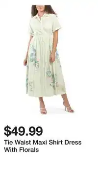 TJ Maxx Tie Waist Maxi Shirt Dress With Florals offer