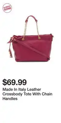 TJ Maxx Made In Italy Leather Crossbody Tote With Chain Handles offer