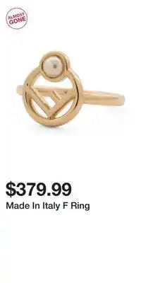 TJ Maxx Made In Italy F Ring offer