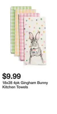 TJ Maxx 18x28 4pk Gingham Bunny Kitchen Towels offer