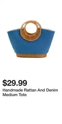 TJ Maxx Handmade Rattan And Denim Medium Tote offer