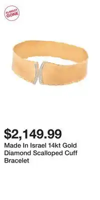 TJ Maxx Made In Israel 14kt Gold Diamond Scalloped Cuff Bracelet offer