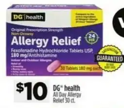 Dollar General DG" health All Day Allergy Relief offer