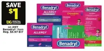 Dollar General Benadryl allergy offer