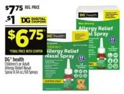 Dollar General DG health Children's or Adult Allergy Relief Nasal Spray offer