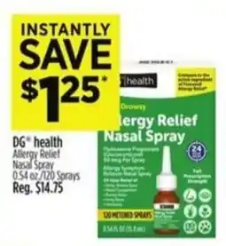 Dollar General DG health Allergy Relief Nasal Spray offer