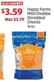 Aldi Happy Farms Mild Cheddar Shredded Cheese offer