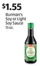 Aldi Burman's Soy or Light Soy Sauce offer