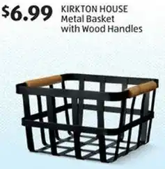 Aldi KIRKTON HOUSE Metal Basket with Wood Handles offer