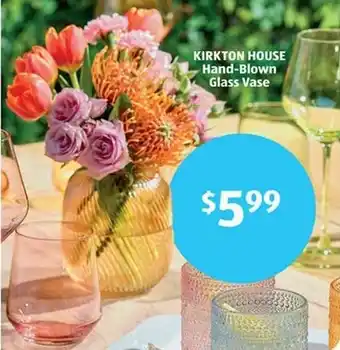 Aldi KIRKTON HOUSE Hand-Blown Glass Vase offer