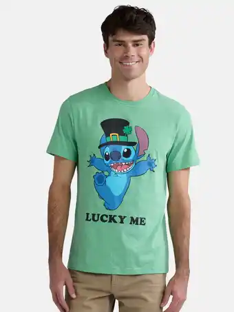 Walmart Disney Stitch Men's & Big Men's Saint Patrick's Day Graphic Tee, Sizes XS-3XL offer