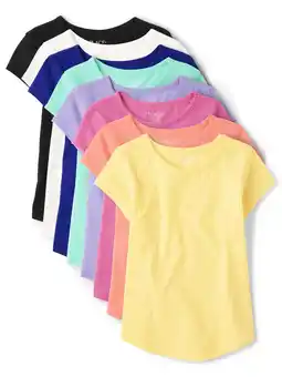 Walmart The Children's Place Girls Short Sleeve Shirt Tail T-Shirt, 8-Pack, Sizes XS-XXL offer