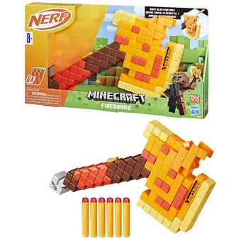 Walmart Nerf Minecraft Firebrand, Dart Blasting Axe, 6 Nerf Elite Foam Darts, Ages 8 & Up offer