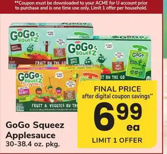 ACME GoGo Squeez Applesauce offer