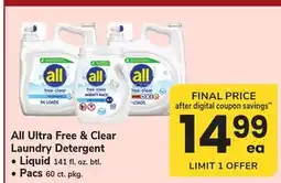 ACME All Ultra Free & Clear Laundry Detergent offer