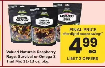 ACME Valued Naturals Raspberry Rage, Survival or Omega 3 Trail Mix offer