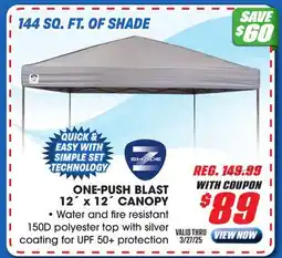 Big 5 Z-Shade One-Push Blast 12'x12' Canopy offer