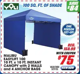 Big 5 Yoli Malibu EasyLift 100 10' x 10' Straight Leg Instant Canopy Value Pack offer