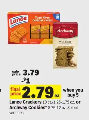 Meijer Lance Crackers 10 ct./1.25-1.75 oz. or Archway Cookies* 8.75-12 oz offer