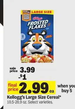 Meijer Kellogg's Large Size Cereal offer