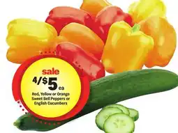 Meijer Red, Yellow or Orange Sweet Bell Peppers or English Cucumbers offer