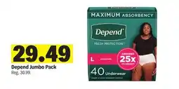 Meijer Depend Jumbo Pack offer