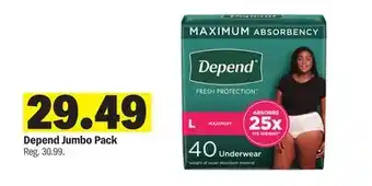 Meijer Depend Jumbo Pack offer