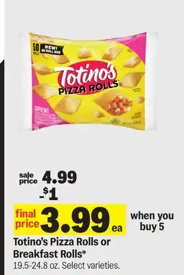 Meijer Totino's Pizza Rolls or Breakfast Rolls offer