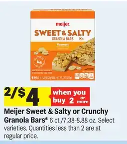 Meijer Meijer Sweet & Salty or Crunchy Granola Bars offer