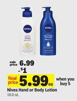 Meijer Nivea Hand or Body Lotion offer