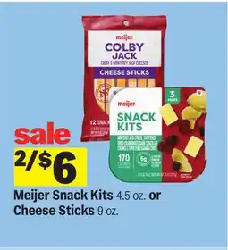 Meijer Meijer Snack Kits 4.5 oz. or Cheese Sticks 9 oz offer