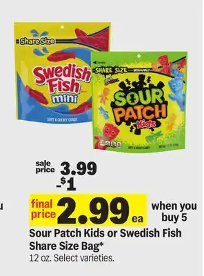 Meijer Sour Patch Kids or Swedish Fish Share Size Bag offer