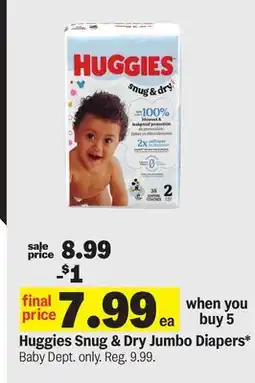 Meijer Huggies Snug & Dry Jumbo Diapers offer