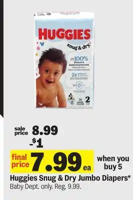 Meijer Huggies Snug & Dry Jumbo Diapers offer