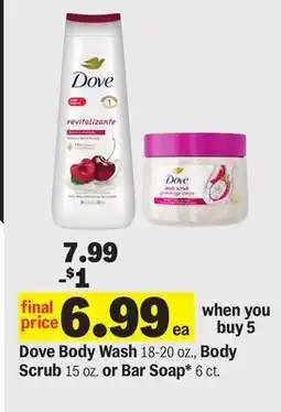 Meijer Dove Body Wash 18-20 oz., Body Scrub 15 oz. or Bar Soap* 6 ct offer