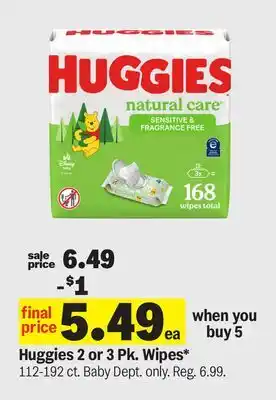 Meijer Huggies 2 or 3 Pk. Wipes offer