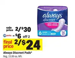 Meijer Always Discreet Pads offer