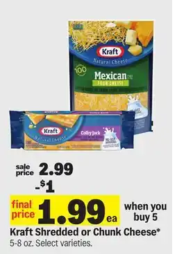 Meijer Kraft Shredded or Chunk Cheese offer