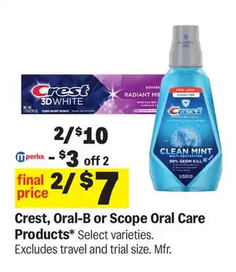 Meijer Crest, Oral-B or Scope Oral Care Products offer