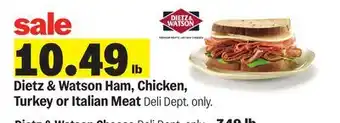 Meijer Dietz & Watson Ham, Chicken, Turkey or Italian Meat offer