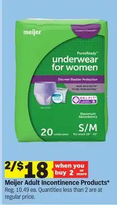 Meijer Meijer Adult Incontinence Products offer