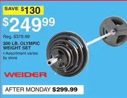 Dunham's Sports 300 LB. OLYMPIC WEIGHT SET offer