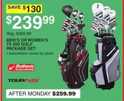 Dunham's Sports MEN'S OR WOMEN'S TX 500 GOLF PACKAGE SET offer