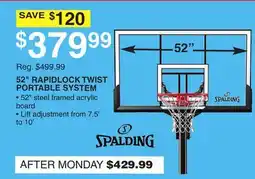 Dunham's Sports SPALDING 52 RAPIDLOCK TWIST PORTABLE SYSTEM offer