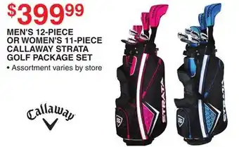 Dunham's Sports MEN 12-PIECE OR WOMEN'S 11-PIECE CALLAWAY STRATA GOLF PACKAGE SET offer